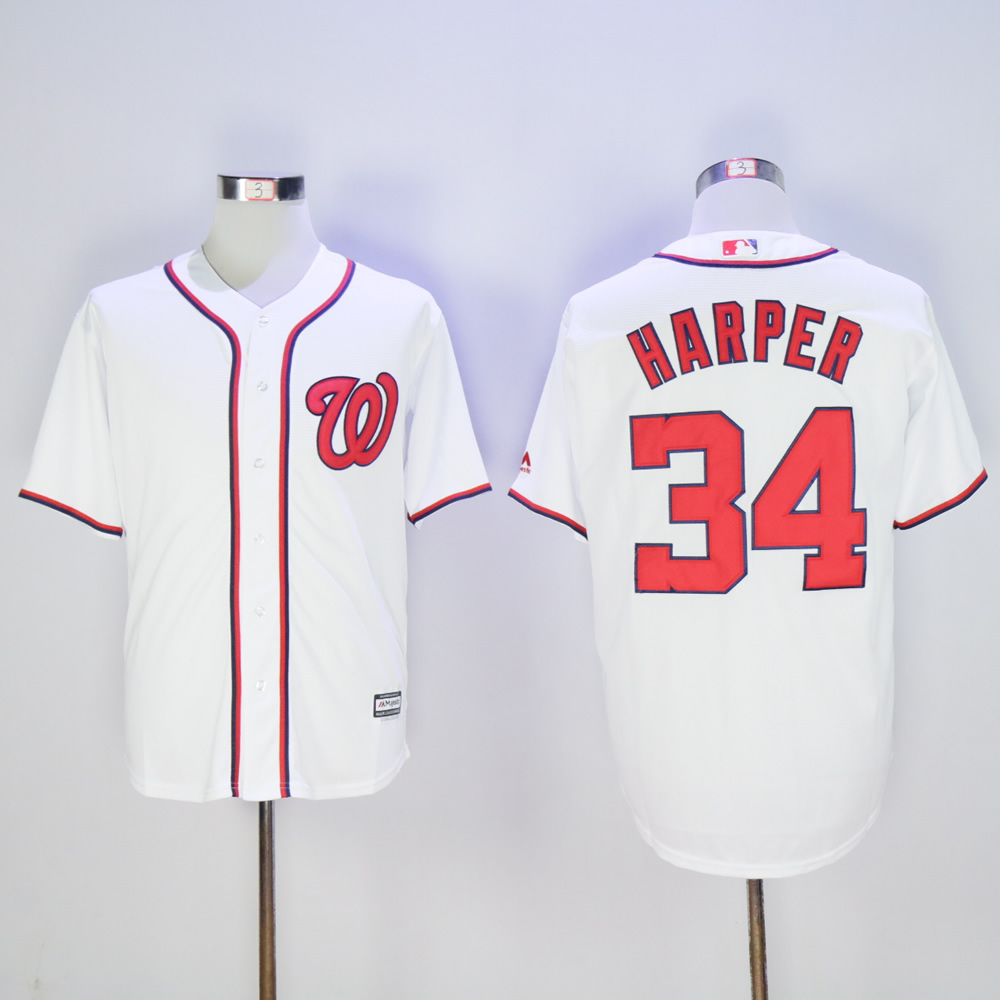 Men Washington Nationals 34 Harper White MLB Jerseys